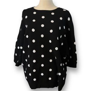 VICTOR GLEMAUD Knit Black/White Polka Dots SS Sweater Size 1X New Never …